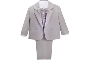 Lito Angels Costume Mariage Ceremonie Bebe Garcon, Ensemble 5 Pieces (Blazer, Gilet, Chemise, Noeud Papillon et Pantalon), Taille 3 Mois to 8 Ans