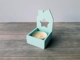  Pack de tres portavelas verde menta con forma de casita de estilo nórdico - Incluye tres velas