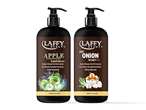 LAFFY Apple Conditioner & Red Onion Shampoo,Twosome No Parabens & Sulphates Hair Care 300ml | Pack Of 2