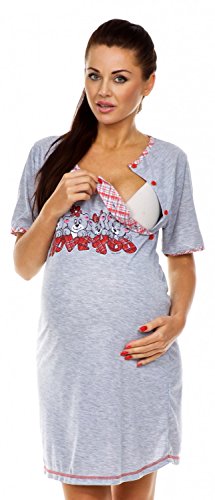 Zeta Ville - Women's Maternity Nursing Nightdress LOVE YOU Print Gown - 193c (Red, UK 16)