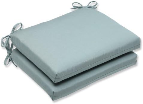 Pillow Perfect Squared Corners Seat Cushion with Blue Sunbrella Fabric, Set of 2 by Pillow Perfect