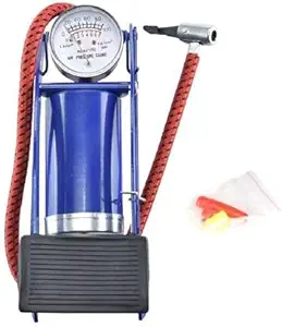 SMP Cycle Motorbike Inflation Foot Pump with 100psi Pressure Gauge | Foot Pedal Inflator Single Barrel Cylinder Air Pump | Inflation Pump for Personal Use (Foot Pump)
