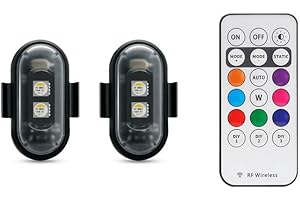 EGEN 2PCS Wireless LED Strobe Lights with Remote，8 Colors USB Waterproof Anti-Collision Led Emergency Warning Light，Car Motorcycle Drone Aircraft Bike lamp