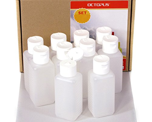 10 x 100 ml Kunststoffflaschen mit weissem Klappverschluss, Plastikflaschen mit Klappspritzverschluss, Leerflaschen aus HDPE mit Scharnierverschluss, inkl. 10 Beschriftungsetiketten - 2