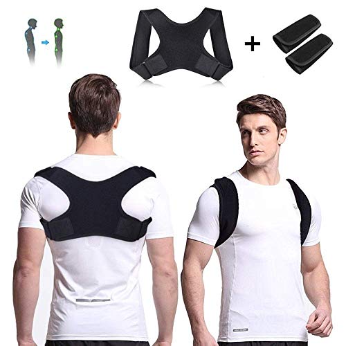 Faireach Correcteur de Posture Dos pour Homme et Femme, Correction Posture Support Dos Épaule Cou Orthèse de Maintien Ajustable Soulage des Douleurs Dorsale Thoracique pour Tour de Taille 65-100CM
