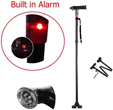 Folding Walking stick with LED Flashlight and Alarm