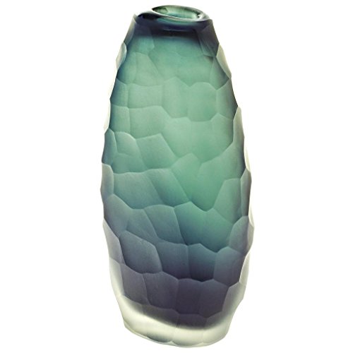 Vase, Blumenvase, Stengelvase „MOONLIGHT“ grau, oval, handgefertigt, H=18cm, moderner Style (ART GLASS powered by CRISTALICA) - 6
