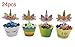 Produktbild Einhorn Cupcake Topper und Wrappers 24/Set, Double Sided Kids Party Kuchen Dekorationen - C