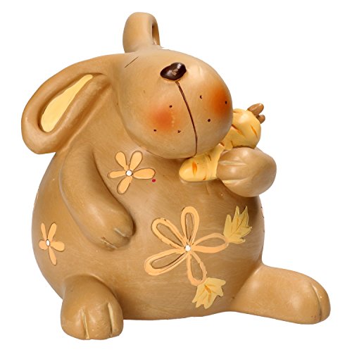 AmaCasa Hase Spardose Keramik Sparbüchse Osterdeko Osterhase Design Sparschwein Braun 16x10cm