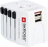 SKROSS - Adaptateur & Chargeur (USB) de voyage universel - Prises France vers Royaume-Unis (UK) / Etats-Unis (USA) / Australie / Chine / France
