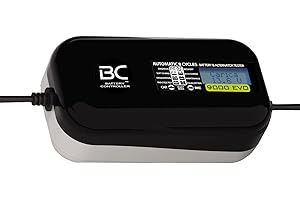 BC Battery Controller BC 9000 EVO, Caricabatteria e Mantenitore Digitale/LCD, Tester di Batteria e Alternatore per tutte le batterie Auto, Moto, Camper, RV ed Imbarcazioni 12V Piombo-Acido, 9A/1A