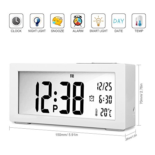 Goldfox® Premium Klavierlack LCD Digital Wecker Uhr mit Datum Temperatur Kalender Snooze Nachtlicht Anzeige - 2
