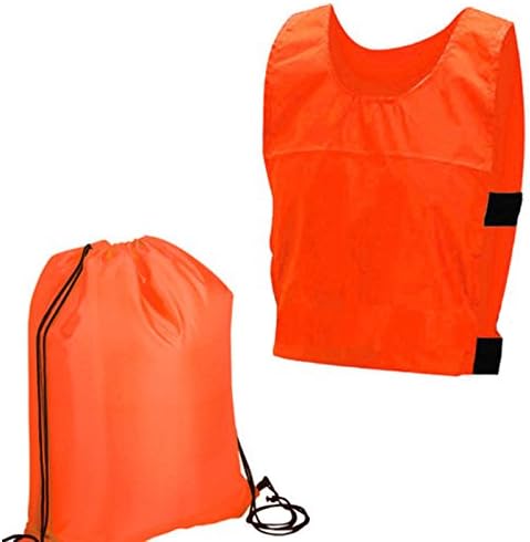 OWASI ® NETBALL SOCCER BEST QUALITY POLYESTER BIBS UNISEX SPORTS TRAINING VESTS PACK OF 1, 5, 7, 10, 15, 20 BASKETBALL SOCCER KIDS TRAINING GROUP TEAM VESTS (5x ORANGE+BAG, ADULTS)
