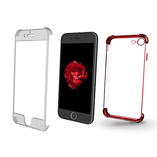 XUNDD Funda iPhone 7, Carcasa PC Dura y TPU Gel Silicona Suave Flexible Tapa Anti-rasguÃ±os Transparente Case Cover para iPhone 7 (4.7 Pulgadas)-Rojo