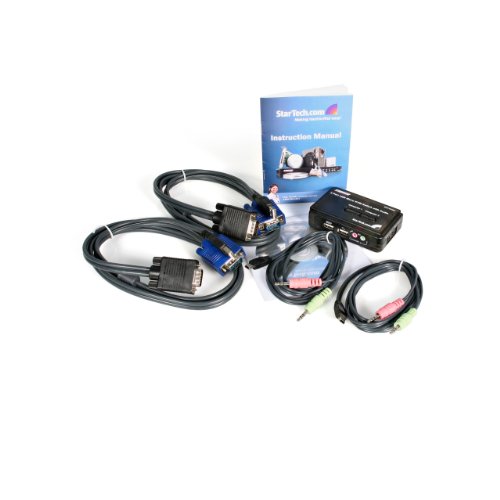 StarTech.com 2 Port USB KVM Switch Kit mit Audio und Kabeln – 2-fach USB VGA Desktop Umschalter inkl. Kabel - 6