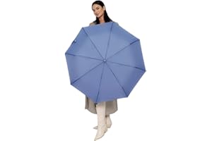 ROYALWORTH Windproof Travel Umbrella - Compact, Light, Full Automatic Open/Close - Folding Backpack Umbrella for Rain & Sun UV Protection For Men & Women, Unbreakable 8 Fiberglass Ribs UK Design