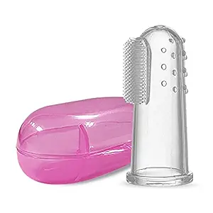 KINSHU Baby Silicone Finger Toothbrush with case for Easy Cleaning, Massaging, and Soothing Gums, Oral Hygiene