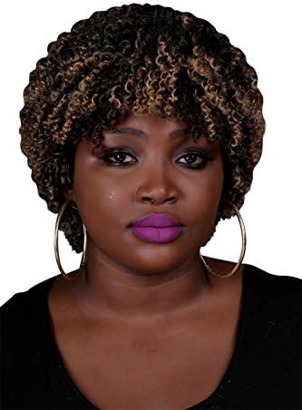 Wig sexy Women American African Short Natural Curly Wavy Hair Brown Black Mixed