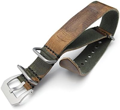 22mm Woodland Camouflage Leather ZULU Watch Strap, Sandblasted Buckle, MiLTAT Grezzo SQ