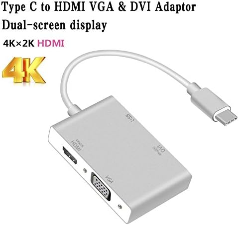 Type C to HDMI VGA DVI adaptor, Lycantant Type C (USB-C) to HDMI VGA DVI adapter multi diaplay with USB 3.0, for MacBook/ChromeBook Pixel, Plug and Play