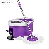 iKayaa Set de Fregona Giratoria y Cubo con Pedal Juego de Fregona de Microfibra con Cubo de Pedal Color Violado