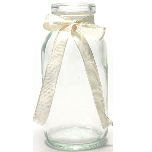 12 x Glasfläschchen – Vasen, cremefarbenes Band H 10,5 cm – Glasflaschen Tischvasen Dekoflaschen - 2