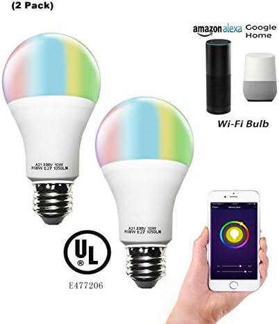 Smart LED WiFi Bulb 80W Equivalent HIGH QUALITY , Smart Wi-Fi LED bulb with dimming , A21 Lamp Color Lamp Works with Amazon Alexa and Google Home, RGBW Color Changing, Controlled Using iOS / Android Devices, Without a Hub