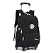 Produktbild Junge und Mädchen Schüler Polyester Oxford Tuch Trolley Tasche Doppelter Schulter Rucksack Handzug Box , Black , Six wheels