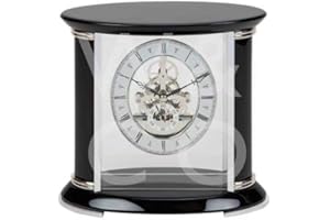 WIDDOP AND CO William Widdop Piano Finish Wooden Skeleton Mantel Clock W2658