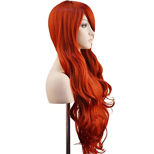 Ambielly 32" Women's Wig Long Curly Wavy Hair Party Cosplay Wig (Wine Red)
