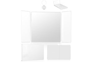 Xespis Specchio a 360 Gradi, Specchio Trucco a 3 Vie, Specchio a 3 facce con Ganci, Regolabili in Altezza, Specchio Portatile, per Trucco, Styling, Specchio da Barba