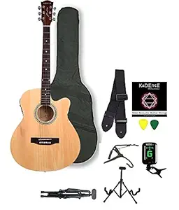 Kadence Frontier Series Semi Acoustic Guitar With Die Cast Keys Natural Super Combo Tuner,Capo,Bag,strap,strings and 3 picks)