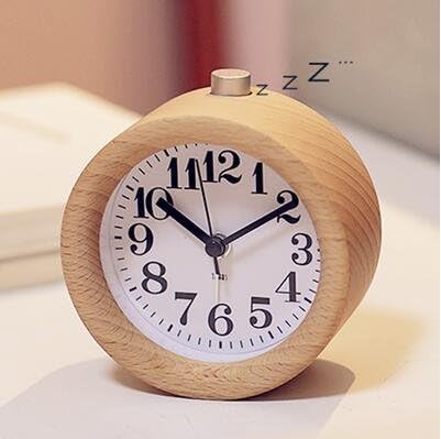 Lgclock Pupils ' Creative Wood Solid Wood Bedroom Bedside Small Wooden Garden Alarm Clock Mute Lazy Luminescent And Lovely,Beech Wood Deluxe Edition (With Sleep Night Light)
