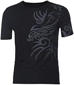 DOOXIUNDI New T Shirts For Men Novelty Dragon Printing Tatoo Male O Neck T Shirts (M, black)