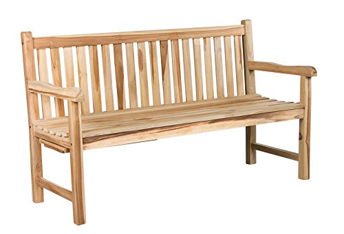 Ambientehome Teakholz Gartenbank 3-Sitzer Bank inkl. Tabletts Elba, Natur, ca. 150 cm - 3