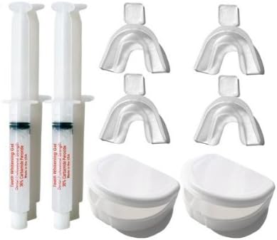 Teeth Whitening kit to use at home for TWO people with 2 syringes of 10ml non-peroxide gel, mouth trays and case