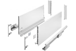 GTV- Sistema di Cassetti AXIS PRO, Set Guide Scorrevoli per Cassetti, Set di Cassetti, Portata fino a 40 kg, Cassetti Scorrevoli Con Chiusura ammortizzata - Larghezza 450mm, Altezza 200mm, Bianco