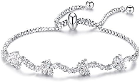 925 Sterling Silver Bracelet -WISHMISS Four Leaf Clover Bracelet wish GOOD LUCK with Inspirational Quote Card Perfect Jewelry Gift for Mother's Day, Birthday and Anniversary Day