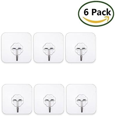 6 packs Self-Adhesive Hook Organizers for Entryway, Kitchen, Bathroom, Shower,Office grip suction hooks,Clear
