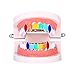 Produktbild Gaddrt Hip-Hop-Zähne Regenbogen Hip Hop Zähne Top Bottom Zahn Grill Set Kupfer Zahn Gap Schmuck Zähne (Silber)