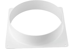 FUANA Flangia del connettore, flangia rotonda da parete, connettore in PVC per tubo di ventilazione, piastra di sfiato per asciugatrice piastra di condotto diritta da quadrata a rotonda (200 mm)