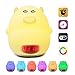 Produktbild TKSTAR Kinder Wecker, LED Wecker Nachtlicht, Schwein Lichter Silikon Nacht Licht, Wake Up Licht Lampe für Kinder mit 2 Alarme / 3 Sounds / 7 Farben / Temperatur Display / USB wiederaufladbare Nachttisch Lampe Stimmung Licht für Kinder Schlafzimmer Baby Geschenke LDP02 (Schläfriges Schwein)