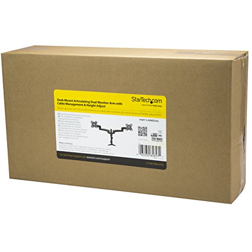 StarTech.com Dual Monitorhalterung mit verstellbaren Armen – Monitor Tischhalterung (12 bis 24″) höhenverstellbar mit Kabelführung - 8