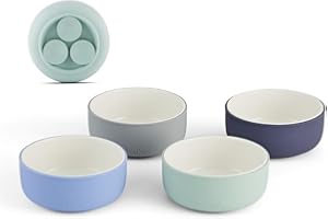 Elk and Friends Kids Porcelain Bowls with Silicone Suction Sleeves | Suitable for Babies/Toddlers | Microwave & Dishwasher Safe | Stay Put Dinnerware | Snack Dishes | 4 Pack