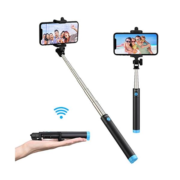 Mpow Selfie Stick, iSnap X U-Form Selfie Stange Erweiterbar Selfie-Stick mit integrierter Bluetooth Fernauslöser,Selfie Stick mit Handgelenkband für IphoneX,Galaxy,Redmi 4, MP3 Players usw.