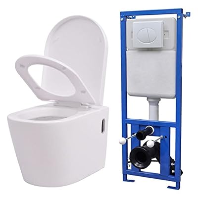 vidaXL Toilette Murale Suspendue avec Réservoir Caché Cuvette WC Céramique Blanc