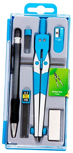 Metzger & Mendle 66390861 Compás Juego de 6 piezas con medio cilindro de eje Ocean de color azul