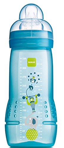 MAM Baby Bottle with Fast Flow Teat 330 ml (1 pack , Blue)