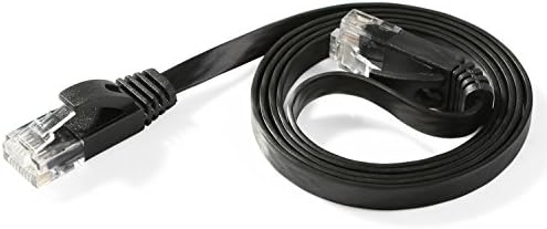 Hexagon Network - Ethernet Cable Cat6 Flat 3ft Black, Network Cable Cat 6 Flat Slim Ethernet Patch Cable, Internet Cable With Snagless RJ45 Connectors - 3 Feet Black