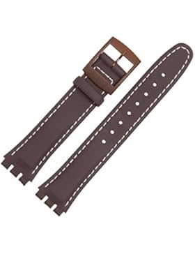 Uhrenarmband 12mm Leder braun mit Naht - kunststoffbeschichtetes Rindsleder - Ersatzband passend für Uhren mit...